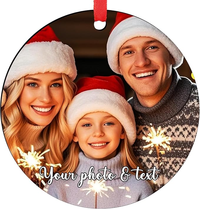 Personalized Christmas Ornaments with Photo - Custom Wood Christmas Ornament - Wedding Gifts for Couples, Engagement Gifts for Couples