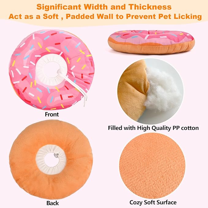 Cat Cone Collar Soft, Comfortable Cat Donut Collar After Surgery, Adjustable Elizabethan Recovery Collars & Cones to Stop Licking, Lightweight Neck Collar Soft Cone for Cats Kitten (Pink, Small)
