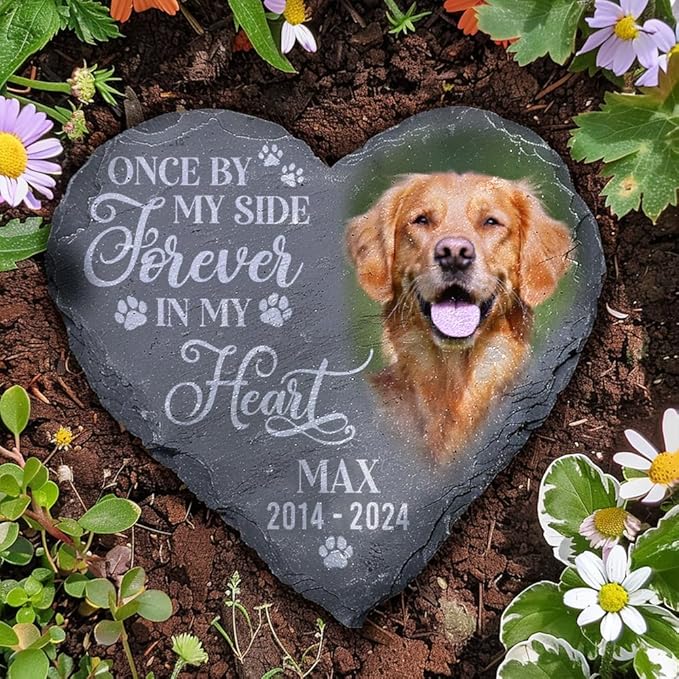 Personalized Dog Memorial Gifts for Loss of Dog, Custom Photo Pet Stone, Personalized Memorial Gifts for Pet Loss, Gift for Cat Lovers, Stones for Dogs, Cemetery Decorations for Grave Q1