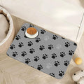Cat Paw Prints Dog Food Mat for Floors,Gray Black Absorbent Pet Food and Water Bowl Mats,Non-Slip Pet Feeding Mat,Pet Supplies 12" x 20"