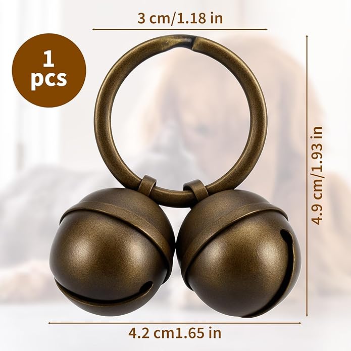 Copper Bells for Dog Collars, Dog Bells for Pet Tracking, Extra Loud Dogs and Cat Bells for Collar, Dogs Collar Bell Copper Collar Bell with Quick Clips for Pet Tracking & Doorbell Potty Training