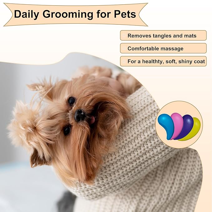 Gentle Grooming Puppy Brush with Gift Box ， Fit for Small Dog ， Yorkie, Shih Tzu, Maltipoo, Maltese and Pomeranian ，Toy Poodle Accessories, Soft Bristle (Rose Gold)