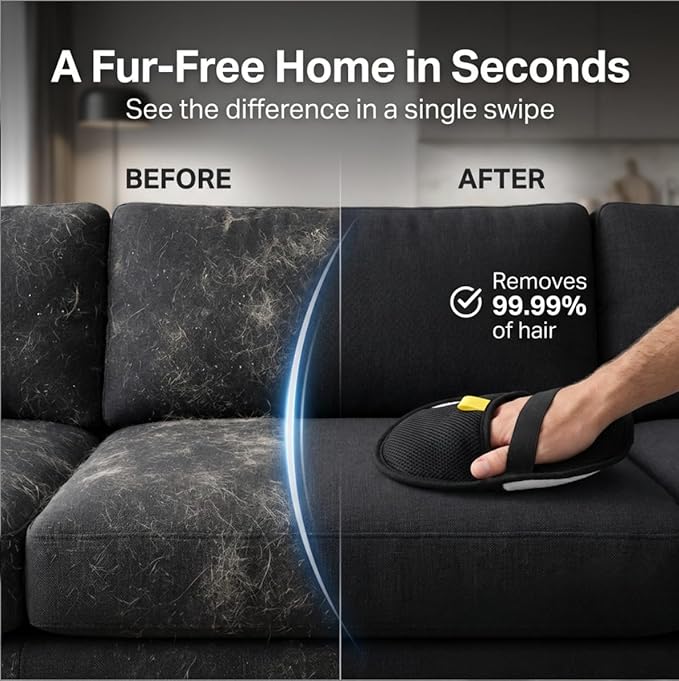 Electrostatic Fur Removal Glove – Instant Pet Hair Remover for Dogs & Cats, Lint & Fur Pickup for Home, Furniture, Cars, & Clothing (2)