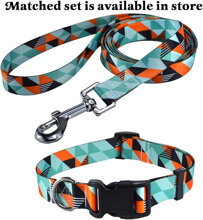 Dog Collar with Bohemia Floral Tribal Geometric Patterns - Soft Ethnic Style Collar Adjustable for Small Medium Large Dogs（Geometry,S）