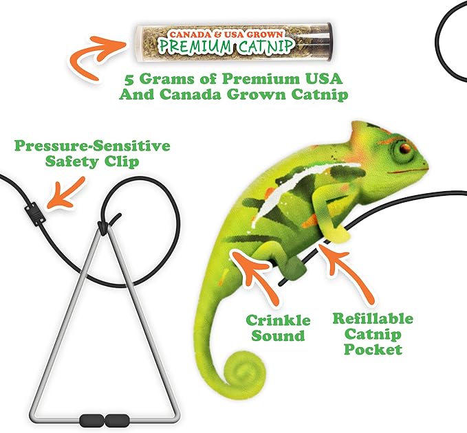 Meowijuana Jump 'n' Jamb Door Hanging Cat Toy | Chameleon | Refillable Interactive Catnip Toy | Promotes Play and Cat Health | Includes Potent Catnip Grown in North America
