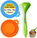 Lydia’s Deal Pet Food Can Covers 2-Pack, Thick Silicone Universal Can Lids for Dog & Cat Food, Fits 3oz/5.5oz/12oz, Airtight Seal, Durable & Dishwasher Safe, Easy Grip with Spoon (Blue & Orange)