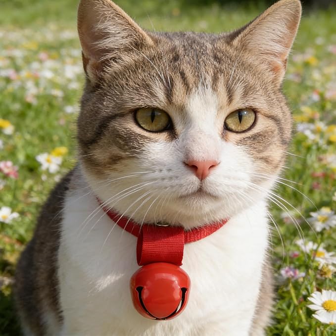 EXPAWLORER Pet Bells for Dog Cat Collar Charm - 2 Pack Cat Collar Accessories Bells Loud, Pet Jingle Ornament Training Pendant Neck Decoration, Tracker for Saving Birds, Pink & Red