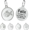 Ultra Joys Engraved Cat Name Tags Personalized - Stainless Steel Name Tag Pet Identification - Small Dog ID Tags Personalized for up to 4 Lines of Text - Pet ID Tags for Cat Collar - Fish