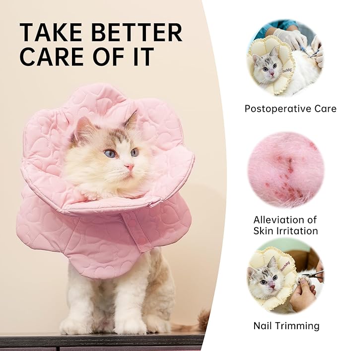 Touchdog Soft Cat Cone Collar, Waterproof Recovery Collar for Cats After Surgery, Lightweight Elizabethan Collar for Kittens, Small to Large