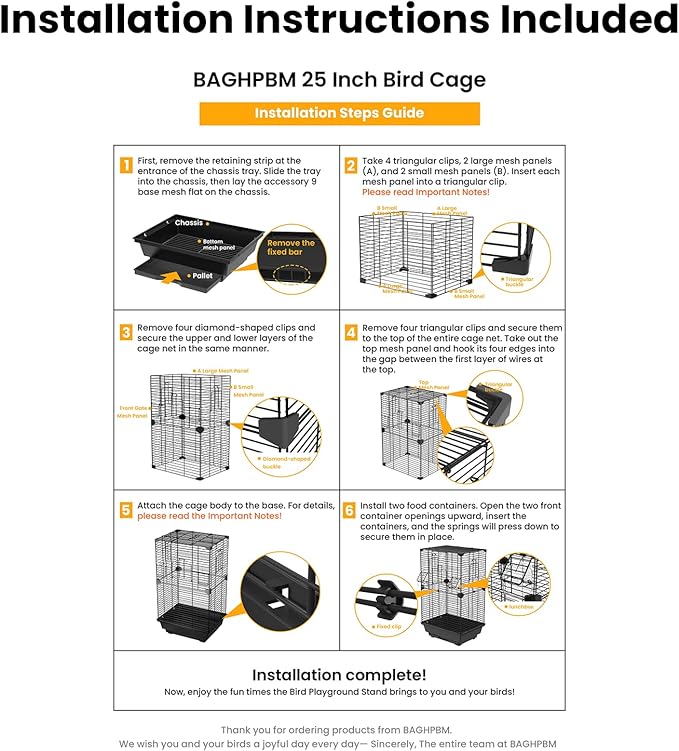 24.8 Inch Bird Cage,Parakeet Cage with Ladder,Swing,Perch,2 Feeders,Small to Medium Birds Cage for Cockatiels, Lovebirds,Parrot (Black)