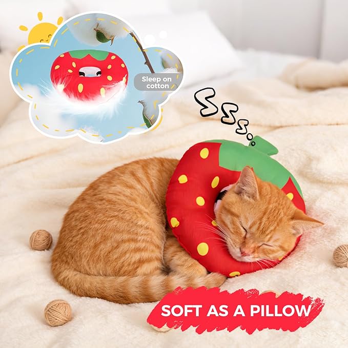 BINGPET Cat Cone Collars Soft,Cat Recovery E Collars After Surgery to Stop Licking,Waterproof Adjustable Elizabeth Neck Cones Cute Pet Donut Pillow for Cats Kitten Puppy Wound Healing After Surgery,S