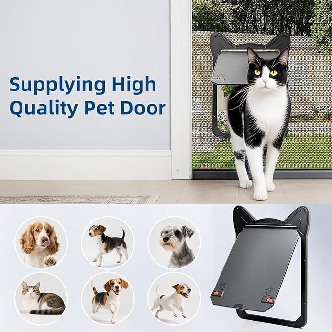 Pet Screen Door for Small Dogs & Cats - Heavy Duty Magnetic Lockable Flap, Inside Door 8.59x6.62inch, Easy Install for Sliding Glass/Patio Doors Screen, Scratch-Resistant & Security Latch (Size M)
