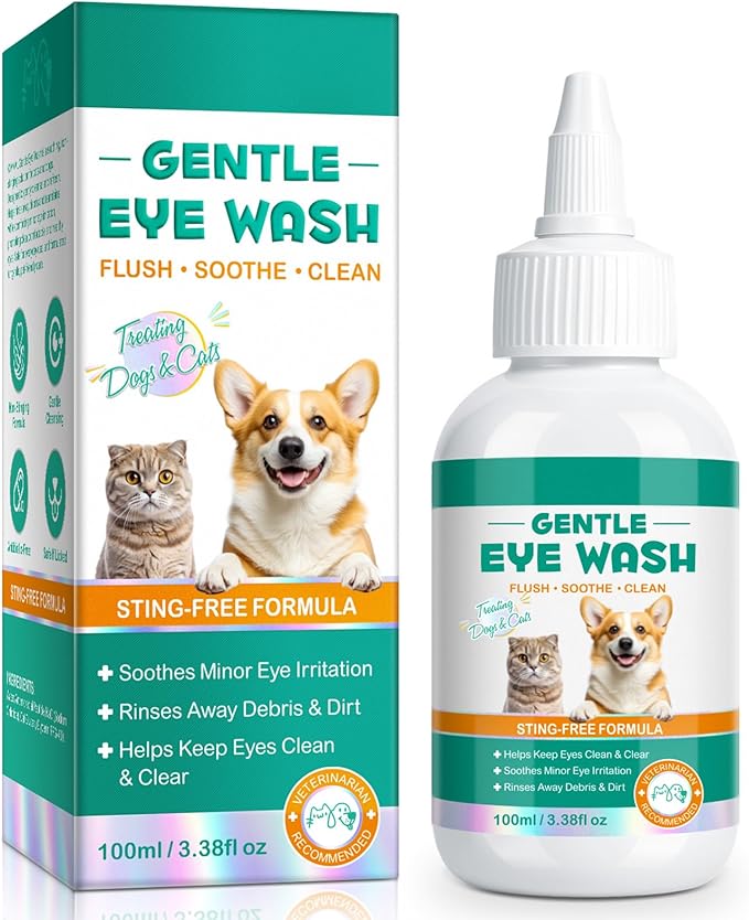 Dog Eye Drops, Eye Infection Treatment for Dogs and Cats, Soothe Infection & Allergy, Relieve Dry, Pink & Minor Irritated Eyes, Pet Tear Stain Remover & Eyes Cleaner, 100ml