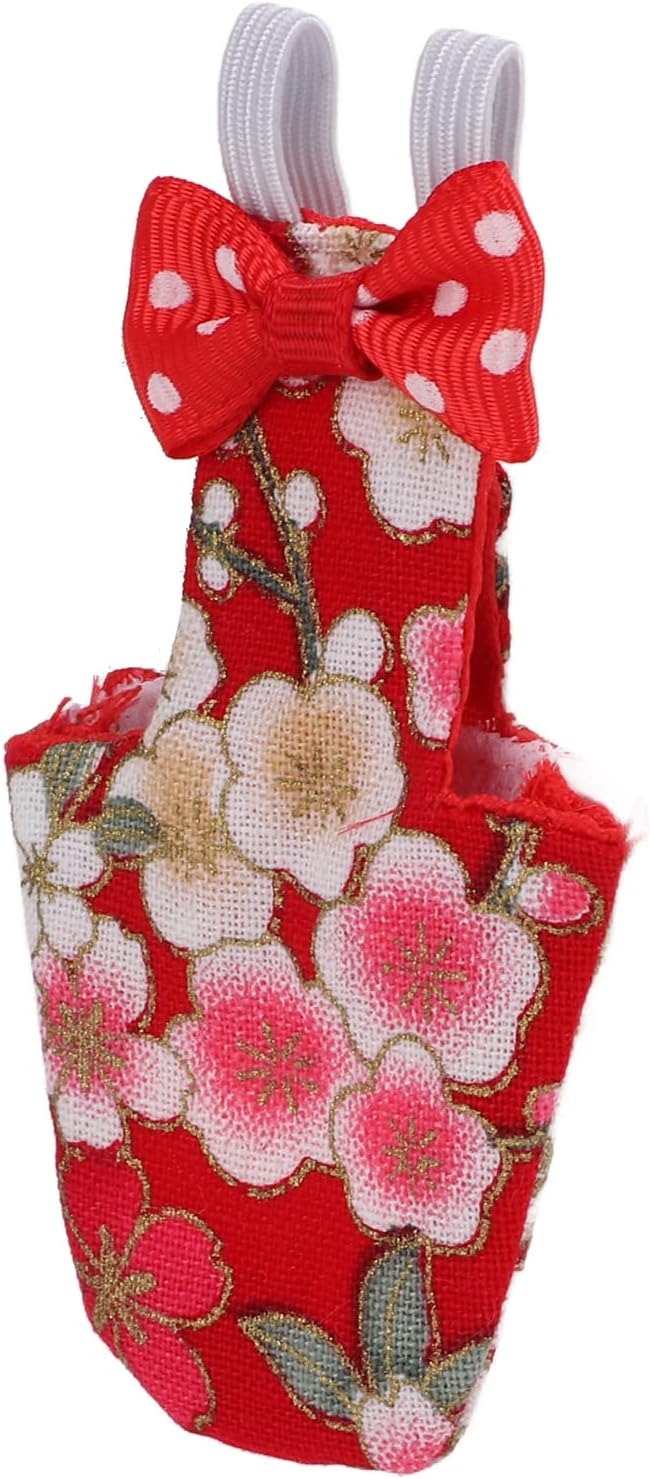 Bird Clothes, Washable Red Cherry Blossoms Cotton Bird Diaper With Elastic Band Waterproof Liner for Pet Parrots Macaw Cockatiel