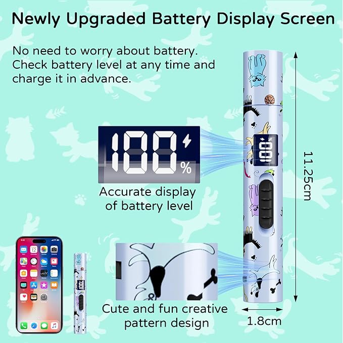 TBTeek Cat Toy, Battery Screen, Cute Fun Creative Body, Rechargeable, 7 Adjustable Patterns, Interactive Kitten Pet Dog Chase Toy for Fun Chase Play Exercise (1pcs)