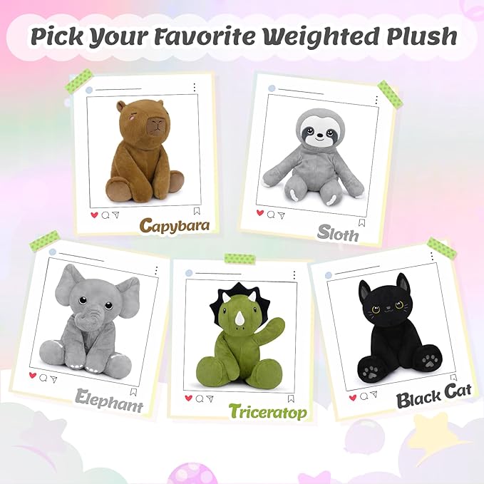 BRICHOEE Weighted Stuffed Animals, 5 lbs Sloth Plush Sensory Weighted Sloth Stuffed Animals, Cute Plush Toy Caliming Plushie Pillow Birthday Gifts for Adults Baby Kids Boys Girls