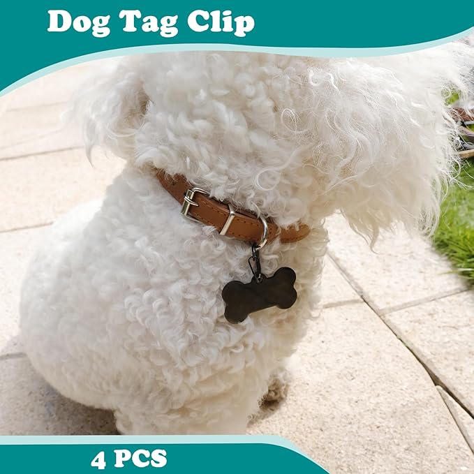 4 Pack Pet Tag Clips, Dog Rings for Pet Collar, ID Tag Quick Clips for Dogs and Cats