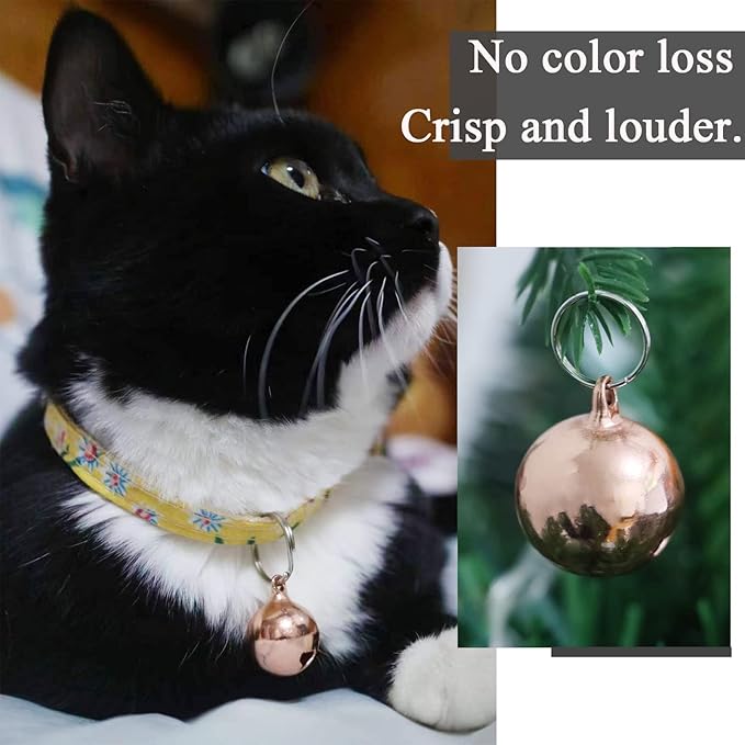 SJANE 4 Pack Cat & Dog Copper Bells - Pet Tracker Training | Pet Collar Accessories | Save Birds & Wildlife(Small)