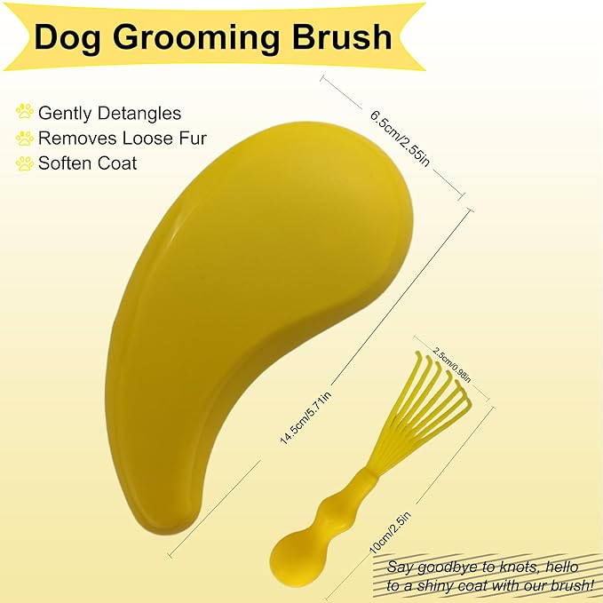 Puppy Brush for Small Dogs - Soft Dog Brush - Perfect Yorkie, Shih Tzu, Maltipoo & Maltese Grooming - Gentle Hair Remover for Easy Pet Grooming at Home - Yellow