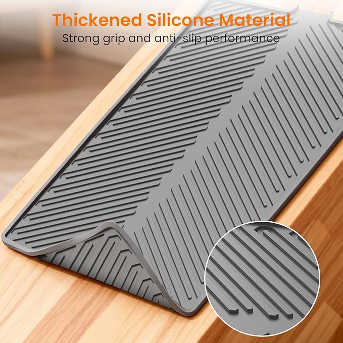 Cat Litter Box Mat, 34" x 22" Large Silicone Waterproof Litter Trapping Mat for Scatter Control, Non-Slip, Easy to Clean, Soft on Kitty Paws