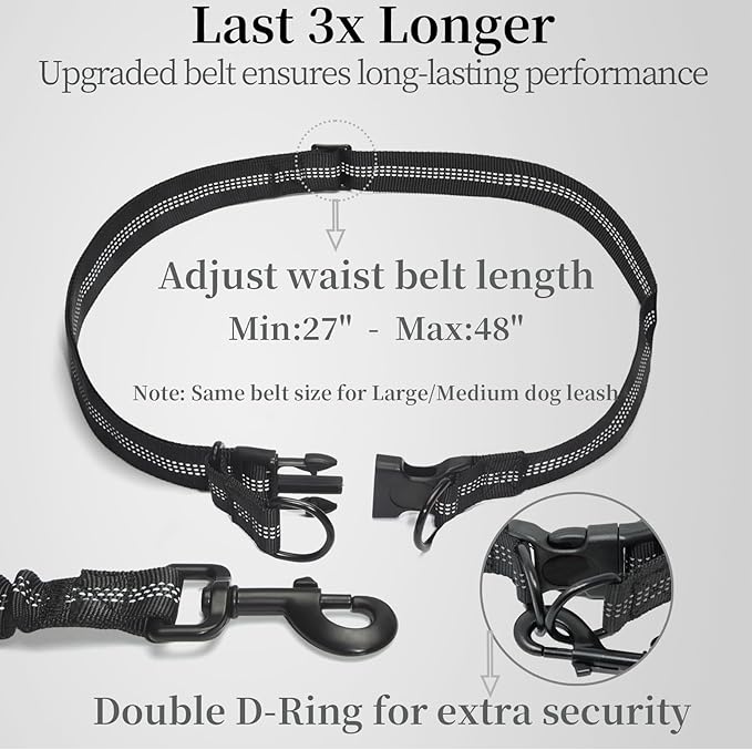 iYoShop Hands Free Dog Leash with Zipper Pouch, Dual Padded Handles and Durable Bungee for Walking, Jogging and Running Your Dog (Colorful Geometric, Large)