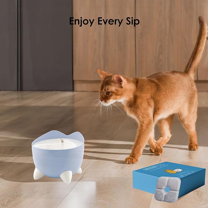 9-Pack Cat Water Fountain Filter Compatible With Catit Pixi Water Fountain Filter Replacement Triple Action Water Filter, 2 Pump Tubes 1 Hard Brush