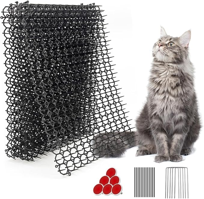 Ley's 16 Pack Scat Mat for Cats, 16 X 13 Inch Cat Deterrent with Spikes Outdoor & Indoor, Anti Cat Mat for Yard, Garden Fence Animal Barrier