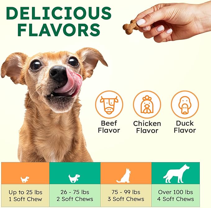 ZENO Dog Vitamins and Supplements - 150 Dog Multivitamin Chewable - Immune, Joint Support, Skin, Gut Health + Packed with Omega 3s, Glucosamine & Probiotics - Safe for Puppy - Duck