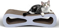 Cardboard Cat Scratcher Lounge Bed for Indoor Cats Kittens, 29.5" 8-Shaped Cat Scratching Board with Catnip, Grey