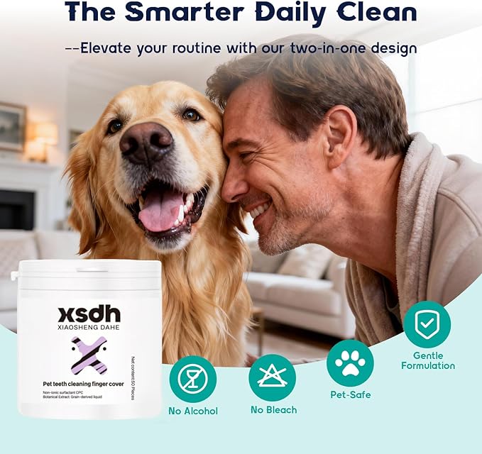 Dog Dental Wipes for Dogs & Cats – Dog Teeth Cleaning Wipes, Finger Toothbrush for Dogs, Removes Plaque & Tartar, Dog Breath Freshener, Dental Care Wipes, Pet Dental Care