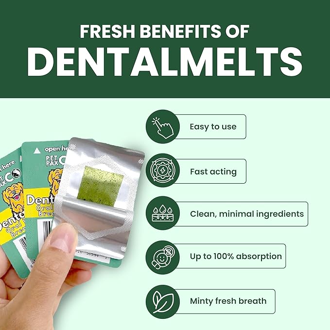 Dog Breath Freshener 5 in 1 – 30 Oral Strips – Natural Sage, Spirulina, Apple Cider Vinegar – Dogs Dental Care Products, Fresh Breath & Oral Hygiene Support – No Chew Dog Breath Mints