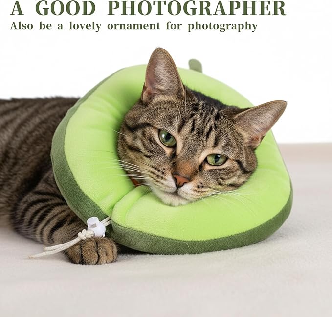 Adjustable Cat Cone Soft Cat Recovery Collar Cute Kitten Fruits Shaped Cats Neck Collar Comfortable Pet Neck Strap Lightweight Elizabethan Cone for Cats Kitten and Puppies