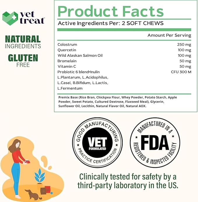 Dog Allergy Relief Chews - 170 Dog Allergy Chews - Itch Relief for Dogs - Anti Itch for Dogs - Dry & Itchy Skin - Allergies & Immune Support Supplement, Omega 3 Fish Oil, Colostrum - USA