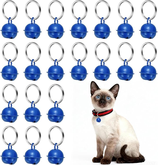 Cat Bells, Small Pet Copper Bells Collars Charm with Key Rings Loud Crisp Sound Anti-Lost Pendant Accessories