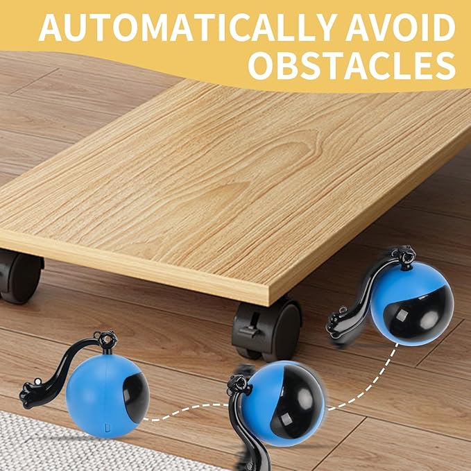 Interactive Remote Control Cat Toy with Sound & Light Locator, Hidden Rolling Ball Under Playmat, Bird Chirp & LED, Touch-Activated, USB Rechargeable Indoor Hunting Toy Blue+Yellow