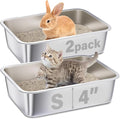 Stainless Steel Cat Litter Box Small,Cat Litter Box for Kitty/Rabbits Easy to Clean,Metal LitterBox for Kitty/Kitten or Bath Pan,Non Stick, No Smell,15.5" L x 11.7" W x 4" H
