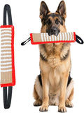 Clysoru Squeaky Tug Toy for Dogs Jute with 2 Strong Handles Lasting Training Equipment Puppy to Large Dog Interactive Toys of War Pull Indestructible Rope Pet Crinkle Teething (red)