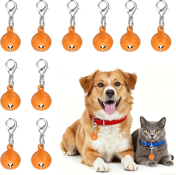 Cat Bell, Small Matte Pet Copper Bell Collars Charm with Lobster Buckle Loud Crisp Sound Anti-Lost Pendant Accessory