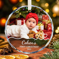 Baby's First Christmas Ornament 2026 - Custom Baby Photo Ornament for Christmas Tree, Newborn Boy Girl, New Mom Gifts - Personalized Christmas Ornaments with Name