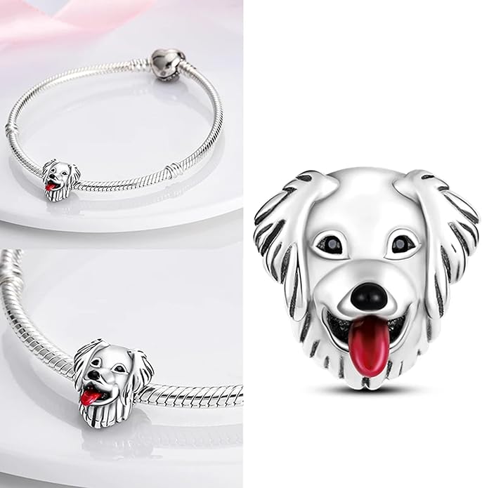 Pet Charm, Cute Dog Charm, Animal Dangle Charm, Sterling Silver Charm, Gift For Women, Friends, Wife, Mother, Christmas, and Halloween, Compatible With Pandora