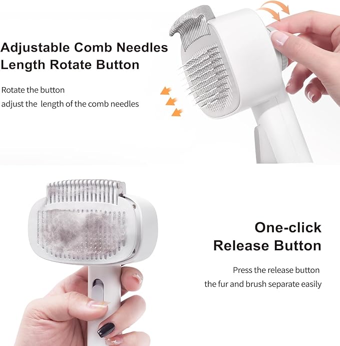 3Pcs Cat Brush, Cat Comb, Flea Comb for Cats Dogs, Dual-Sided Dematting and Deshedding, Dog Brush for Shedding Long Hair to Effectively Remove Thick Tangles or Matted Fur, White