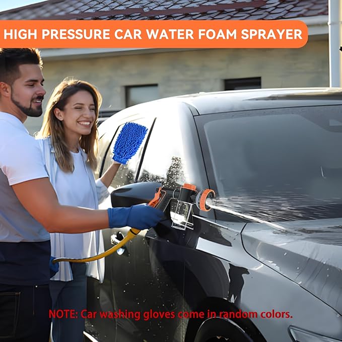 Pup Dog Wash Garden Hose Nozzle with Soap Dispenser for Car Washing, 10 Sprayer Pattern Dog Washing Hose Attachment Outdoor Use Dog Shower Attachment with Dog Brush for Pet Shower