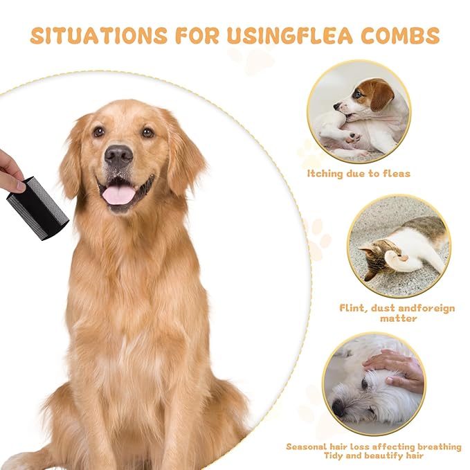 90 Pcs Double Side Tooth Pet Flea Comb Bulk for Cats Dogs Lice and Tick Comb for Small Cats Dogs Kitten Indoor(6 COLORS)