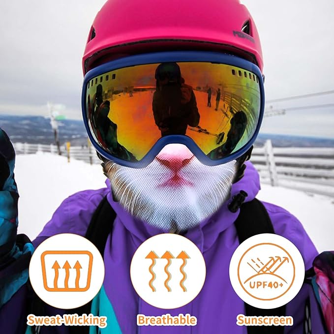 Ski Mask, 3D Cat Ski Mask Balaclava Sheisty Face Men Women, Cat Mask with Ears, Cute Full Face Shiesty Mask Animal Ski UV Sun Protection Face Mask for Outdoor Hiking Riding Ski Raves Party Yellow