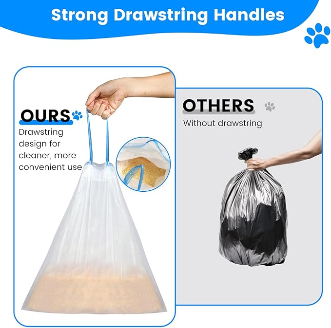 60Pcs Cat litter bags Liners, Drawstring Receptacles Bags Compatible With For Meo. Want Self-cleaning Cat Litter Box MW-SC01 MW-SC02 MW-LR01,Tear-free Leak-proof 18" x 12.6"