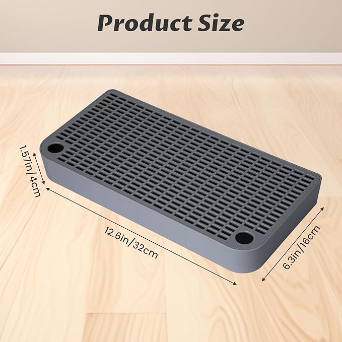 Cat Ramp Litter Box Step, Small Senior Cat Litter Box Mats Ramp for Floor with Filter Function, Low Entry Cute Cats Food Mat Stairs Prevent Tracking, Silicone Small Boxs Shield Catcher Mat Dark Grey