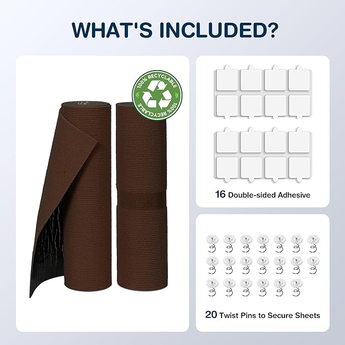 2 Pack Cat Scratcher Mat Roll for Furniture & Couch Protection | Total 157.5" x 15.8" Trimmable Self-Adhesive Carpet Cat Scratch Pad Replacement (Brown)