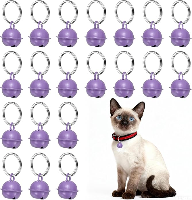 Cat Bells, Small Pet Copper Bells Collars Charm with Key Rings Loud Crisp Sound Anti-Lost Pendant Accessories