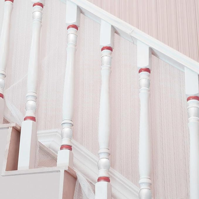 South to East Banister Guard for Baby, 15ft x 3ft Child Safety Net, Balcony Netting for Pets, Stair Railing Cover Baby Proofing, No Drilling, Stairway Mesh Netting Indoor Outdoor for Kids, Pets, Toys