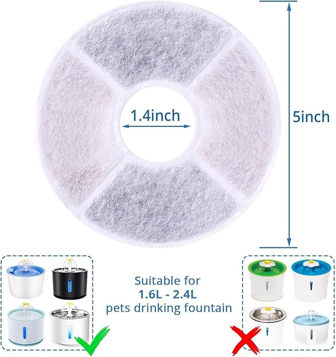 RBAYSALE Cat Water Fountain Filter, 10 Pack Replacement Filters for 81oz/2.4L Automatic Pet Fountain Dog Water Dispenser, 3 Triple Filtration System